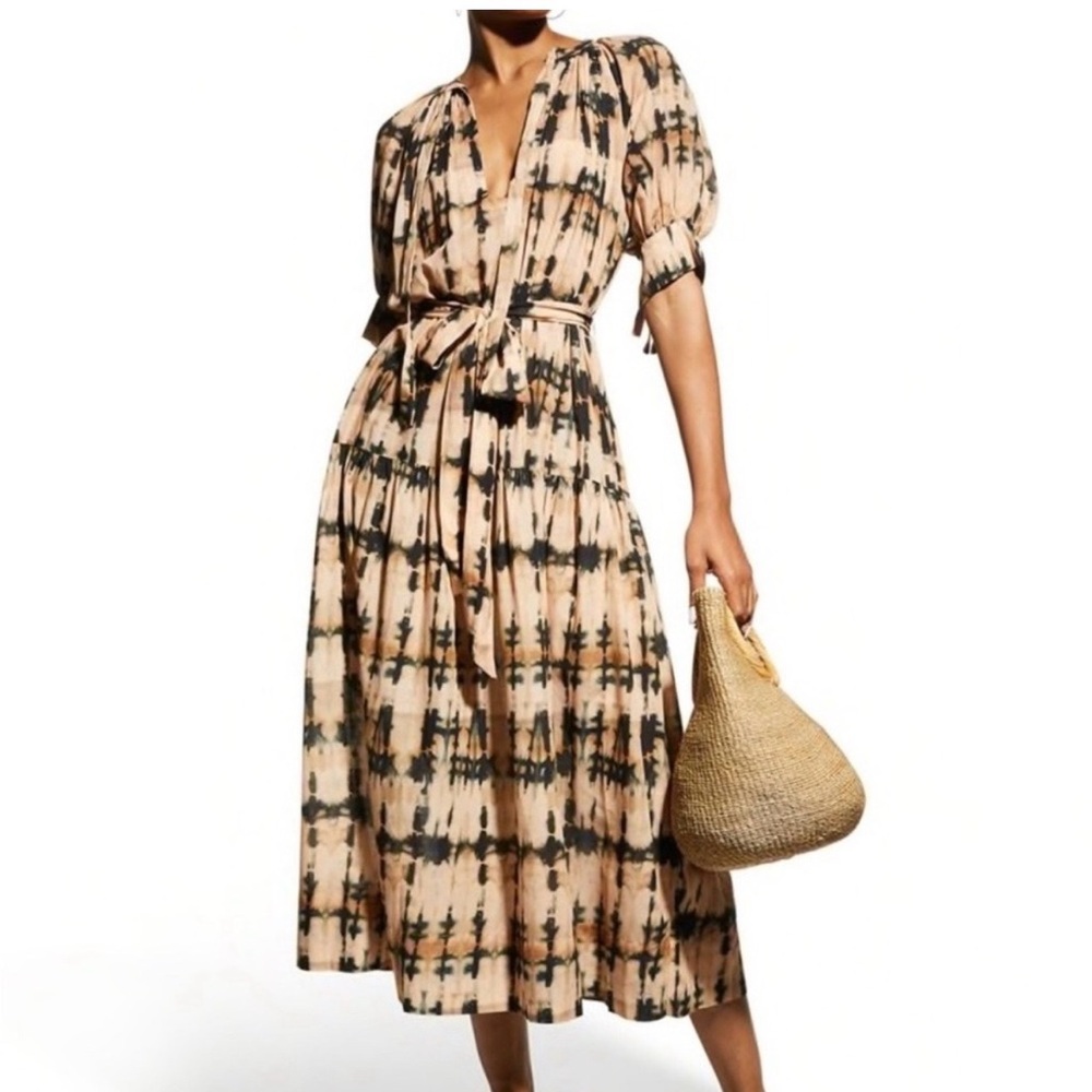 Ulla Johnson Selena Tie Dye Midi Dress in Desert Palm